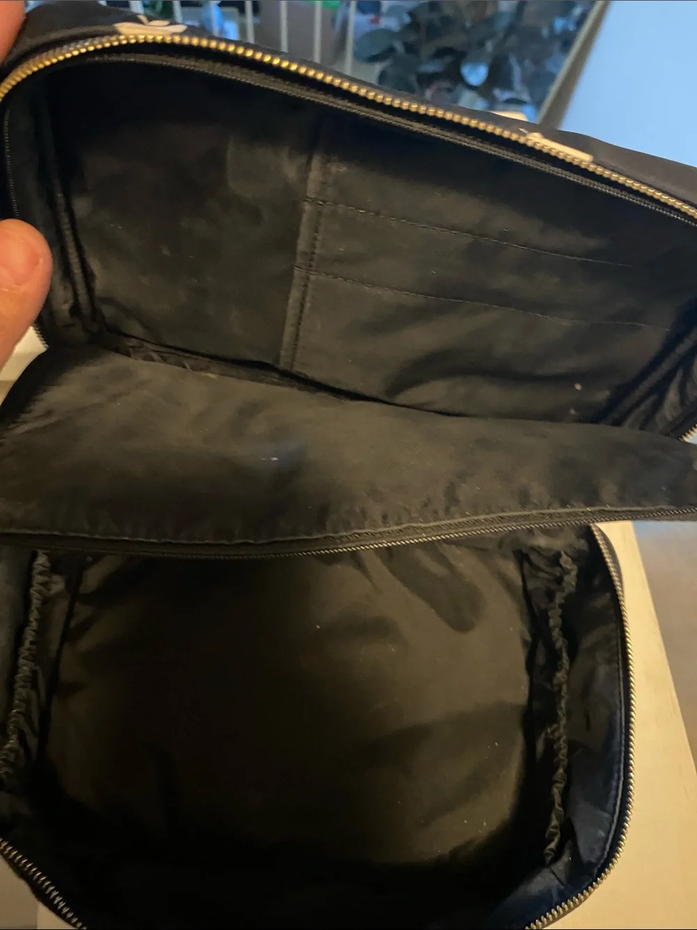 kate spade Black Quilted Cosmetic Case with Gold Hardware